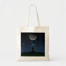 Yoga Under The Moon Tote Bags
