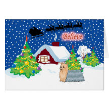 Yorkie Believe In Santa Christmas Greeting Card