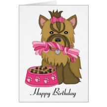 Yorkie Birthday Card