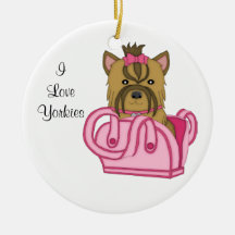 Yorkie in Purse Christmas Ornament