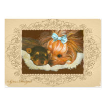 Yorkie Mama & Puppy Painting Business Cards