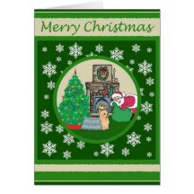 Yorkie Old Fashioned Christmas Card