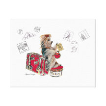 Yorkie Travelling Paris Whimsical Print Gallery Wrapped Canvas