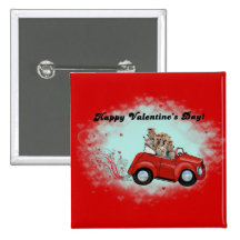 Yorkies in Convertible Valentines Pinback Buttons