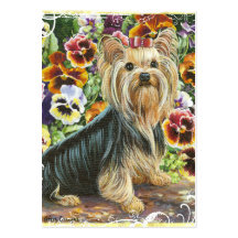 Yorkshire Terrier Pansy Garden Business Card Template