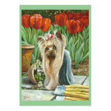Yorkshire Terrier Tulip Garden Business Cards