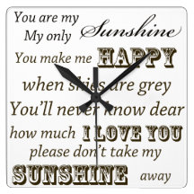 You Are My Sunshine Wall Clocks