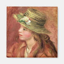 Young Girl in a Straw Hat, c.1908 Refrigerator Magnets