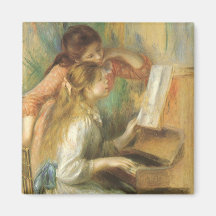 Young Girls at the Piano by Pierre Auguste Renoir Fridge Magnet