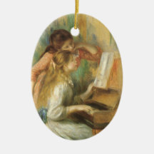 Young Girls at the Piano by Pierre Auguste Renoir Ornament