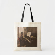 Young Man Playing The Piano by Gustave Caillebotte Canvas Bag