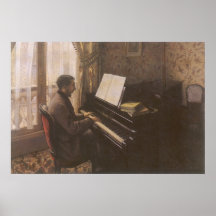 Young Man Playing The Piano by Gustave Caillebotte Poster