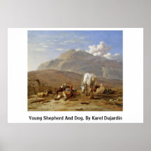 Young Shepherd And Dog. By Karel Dujardin Print