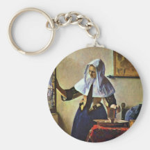 Young Woman With A Water Pitcher.,  By Johannes Ve Keychains