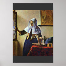Young Woman With A Water Pitcher.,  By Johannes Ve Print