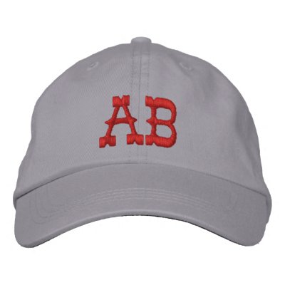 Your initials. Red Monogram. Customisable Embroidered Baseball Cap