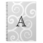 Your Letter. Black / White Swirl Monogram. Custom Note Books