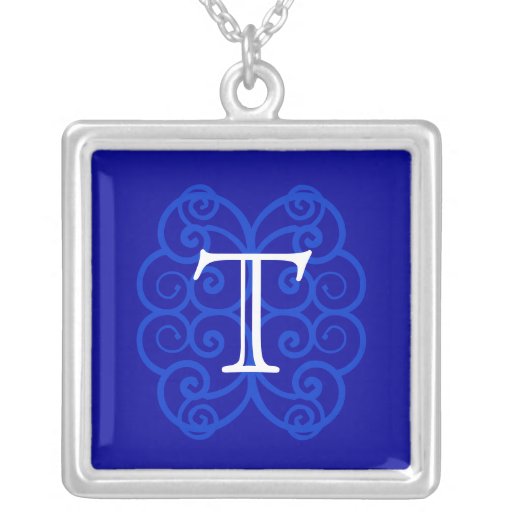 Your Letter. Custom Blue Swirl Monogram. Custom Necklace