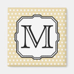 Your Letter. Custom Monogram. Beige Polka Dot. Magnet