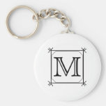 Your Letter. Custom Monogram. Black and White Key Chain