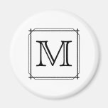 Your Letter. Custom Monogram. Black and White Refrigerator Magnet