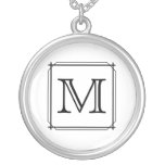 Your Letter. Custom Monogram. Black and White Personalized Necklace