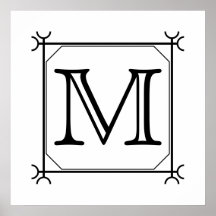 Your Letter. Custom Monogram. Black and White Poster