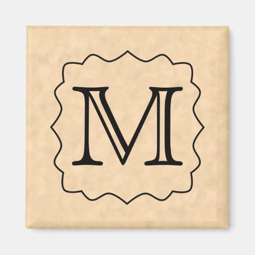 Your Letter. Custom Monogram. Black & Parchment Magnet