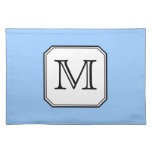 Your Letter. Custom Monogram. Blue Black White. Placemats