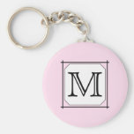 Your Letter. Custom Monogram. Pink Black White Key Chain