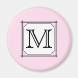 Your Letter. Custom Monogram. Pink Black White Refrigerator Magnet