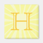 Your Letter. Custom Yellow Sun Ray Monogram. Fridge Magnets