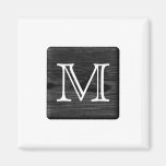 Your Letter Monogram. Picture of Black Wood. Fridge Magnets