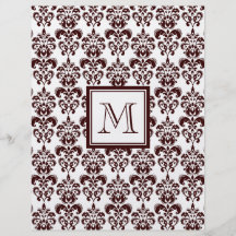 Your Monogram, Brown Damask Pattern 2 Full Color Flyer