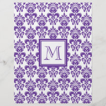 Your Monogram, Dark Purple Damask Pattern 2 Flyer