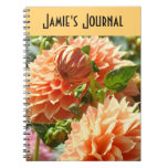 Your Name Journal notebook Orange Dahlia Flowers