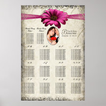 Your Photo Fuchsia Gerber Daisy Seating Chart Poster