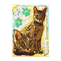 Yuki and Miyu Wrapped Canvas Cat Art Gallery Wrapped Canvas
