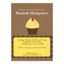 Yummy Cupcake Baby Shower Sprinkle 5x7 Custom Invites