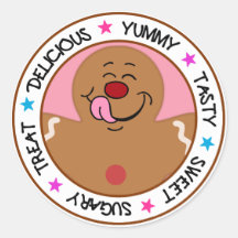 Yummy Gingerbread Man Cookie Round Sticker