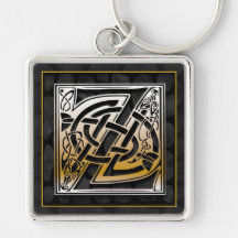 Z Initial "Celtic Black Stone" Key Chain