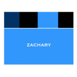 Zachary Blue Black Bar Mitzvah Thank You Postcard