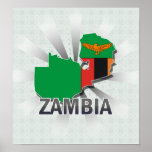 Zambia Flag Map 2.0 Poster