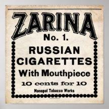 Zarina Russian Cigarette Sign Print
