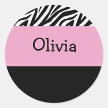 Zebra and pink sticker