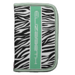 Zebra animal print pattern black white mint green planners
