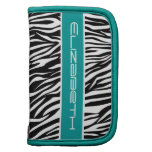 Zebra animal print pattern black white teal planners