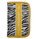 Zebra animal print pattern black white yellow planners