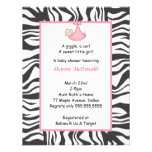Zebra Baby Girl Shower Invitation Pink Black