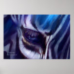 Zebra Blue Art Poster/Print